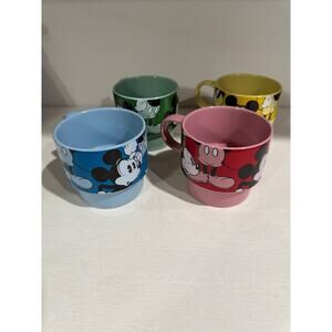 4-Mickey Mouse Walt Disney Stackable Disney Cups Red Blue Yellow Mugs Thailand